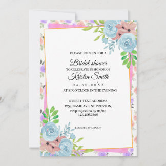 Blush Blush Pink Floral Bride douche Kaart