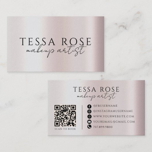 Blush Blush Roze Visagist QR Code Visitekaartje (Voorkant / Achterkant)