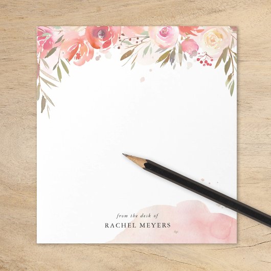 Blush Boeket Gepersonaliseerde Naam Monogram Notitieblok