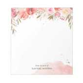 Blush Boeket Persoonlijke Naam Monogram Notitieblok (Voorkant)