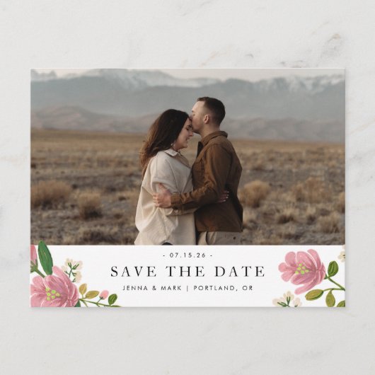 Blush boeket romantisch en elegant Save the Date Aankondigingskaart (Voorkant)