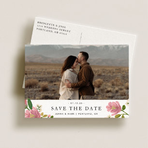 Blush boeket romantisch en elegant Save the Date Aankondigingskaart