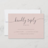 Blush Boheem Script Eenvoudig Modern Trouwen  RSVP Kaartje (Voorkant)