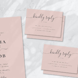 Blush Boheem Script Eenvoudig Modern Trouwen  RSVP Kaartje