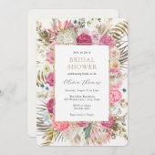 Blush Bohemian Floral Bridal Shower Kaart (Voorkant / Achterkant)
