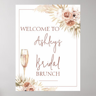 Blush Bohemian Floral Glass Vrijgezellenfeest Welk Poster