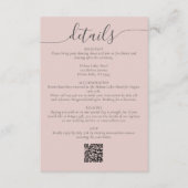 Blush Bohemian Script Eenvoudige bruiloft Details Informatiekaartje (Voorkant)