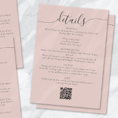 Blush Bohemian Script Eenvoudige bruiloft Details Informatiekaartje