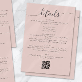 Blush Bohemian Script Eenvoudige bruiloft Details Informatiekaartje