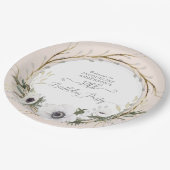 Blush BOHO Anemone Bloemen Krans Verjaardagsfeest Papieren Bordje (Gekanteld)