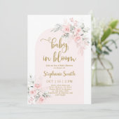 Blush Boho Arch Baby shower Girl Invitation Kaart (Staand voorkant)