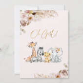 Blush Boho Bloem Safari Oh Meisje Baby Shower Kaart (Achterkant)