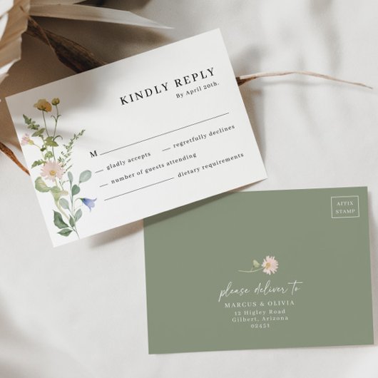 Blush Boho Bloemen Bruiloft Details Behuizing kaar Informatiekaartje