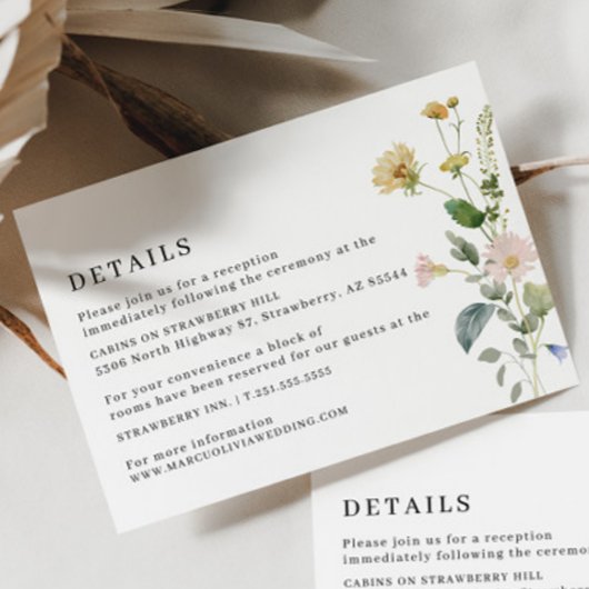 Blush Boho Bloemen Bruiloft Details Behuizing kaar Informatiekaartje