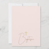 Blush Boho Bloemen Gouden Kruis Doop Kaart (Achterkant)