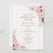 Blush Boho Bloemen Lijst Quinceañera uitnodiging (Voorkant)