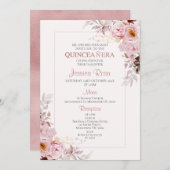 Blush Boho Bloemen Lijst Quinceañera uitnodiging (Voorkant / Achterkant)