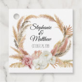 Blush Boho Bloemen Tropische Pampas Palm Bruiloft Bedankjes Labels (Voorkant)