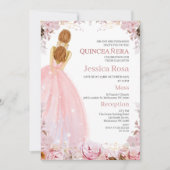 Blush Boho bloemenjurk quinceañera uitnodiging (Voorkant)