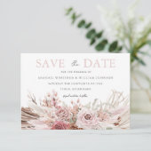 Blush Boho Bohemian Floral Wedding Save The Date (Staand voorkant)