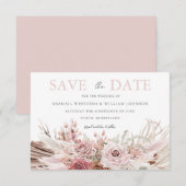 Blush Boho Bohemian Floral Wedding Save The Date (Voorkant / Achterkant)