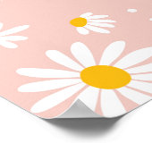 Blush Boho Daisy Floral Meisje 1e Verjaardag Welko Poster (Hoek)