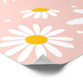 Blush Boho Daisy Floral Meisje Baby shower Welkom Poster (Hoek)