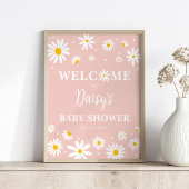 Blush Boho Daisy Floral Meisje Baby shower Welkom Poster