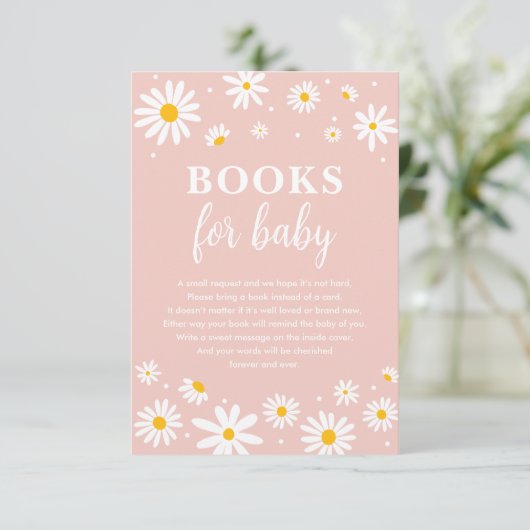 Blush Boho Daisy Flowers Boeken voor Baby Meisje Informatiekaartje (Staand voorkant)