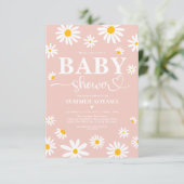 Blush Boho Daisy Flowers Girl Baby shower Kaart (Staand voorkant)