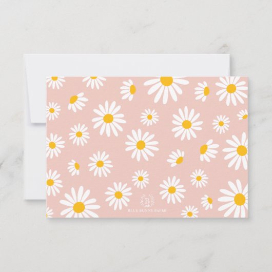 Blush Boho Daisy Groovy One 1 ste verjaardag foto Kaart (Achterkant)