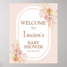 Blush Boho Desert Baby shower Girl Welkomstteken Poster