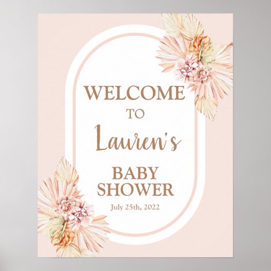 Blush Boho Desert Baby shower Girl Welkomstteken Poster (Voorkant)