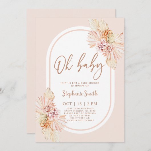 Blush Boho Desert Meisje Uitnodiging (Voorkant / Achterkant)