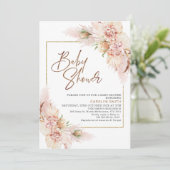 Blush Boho Dry Floral Arrangement Baby shower Kaart (Staand voorkant)