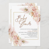 Blush Boho Dry Floral Arrangement Baby shower Kaart (Voorkant / Achterkant)