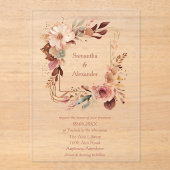 Blush Boho Floral Acryl Uitnodigingen (Voorkant)