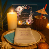 Blush Boho Floral Acryl Uitnodigingen