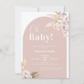 Blush Boho Floral Arch Pampas Baby shower Kaart (Voorkant)