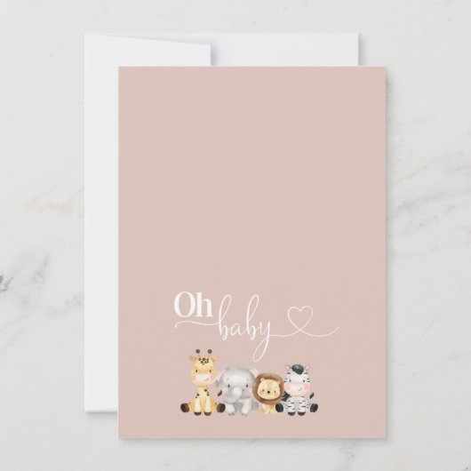 Blush Boho Floral Arch Safari baby shower Kaart (Achterkant)