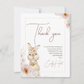 Blush Boho Floral Bunny Baby shower bedankje Kaart (Voorkant)