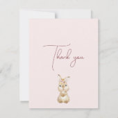 Blush Boho Floral Bunny Baby shower bedankje Kaart (Achterkant)