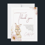 Blush Boho Floral Bunny Baby shower bedankje Kaart<br><div class="desc">Chic Blush Boho Floral Bunny Baby shower Thank You Card Modern bunny thema baby shower dank u kaart met een schattig bunny en twee bohemian stijl of chique uitziende droog bloemstukken in een lichte blush en goud. Dit kleine bunny thema baby shower bedankje is een geweldige manier om gasten te...</div>