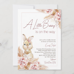 Blush Boho Floral Bunny Baby shower Kaart