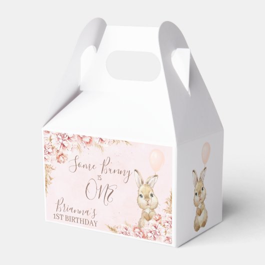 Blush Boho Floral Bunny Rabbit Birthday Favor Box Bedankdoosjes (Voorkant Zijde)