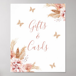 Blush Boho Floral Butterfly Kisses Baby Sign Poster