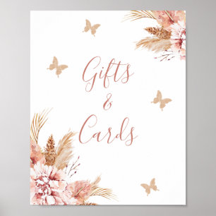 Blush Boho Floral Butterfly Kisses Baby Sign Poster