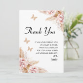 Blush Boho Floral Butterfly Kusjes Bedankt Card Kaart (Staand voorkant)
