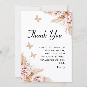 Blush Boho Floral Butterfly Kusjes Bedankt Card Kaart