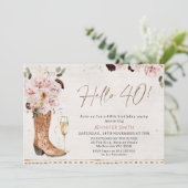 Blush Boho Floral Cowgirl 40e verjaardag Kaart (Staand voorkant)